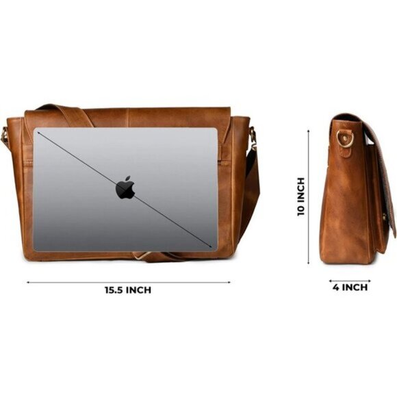 ⚡Leather Village Men & Women Red Vintage Leather Messenger Handmade Bag - Picture 6 of 8